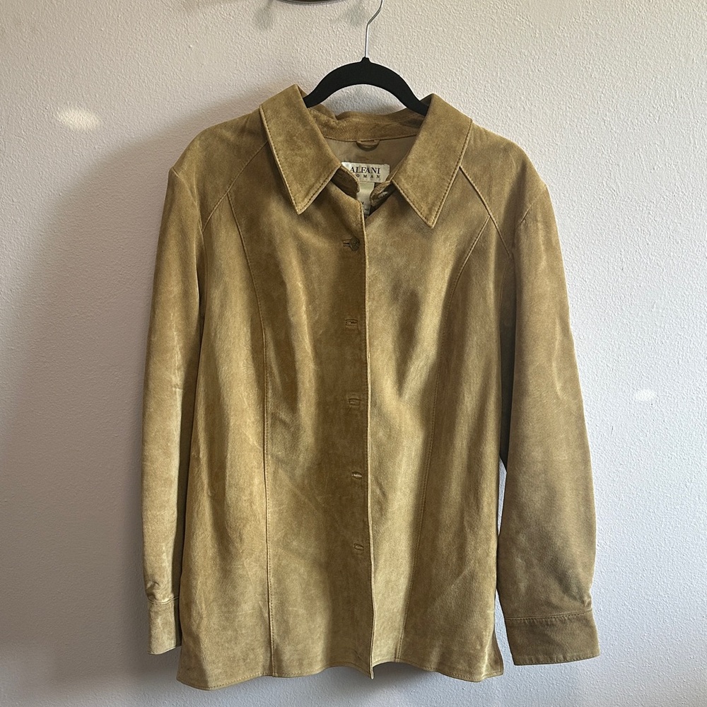 Alfani Suede Button-Front Jacket - Light Tan